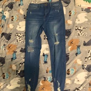 blue high rise skinny jeans. size 7/28